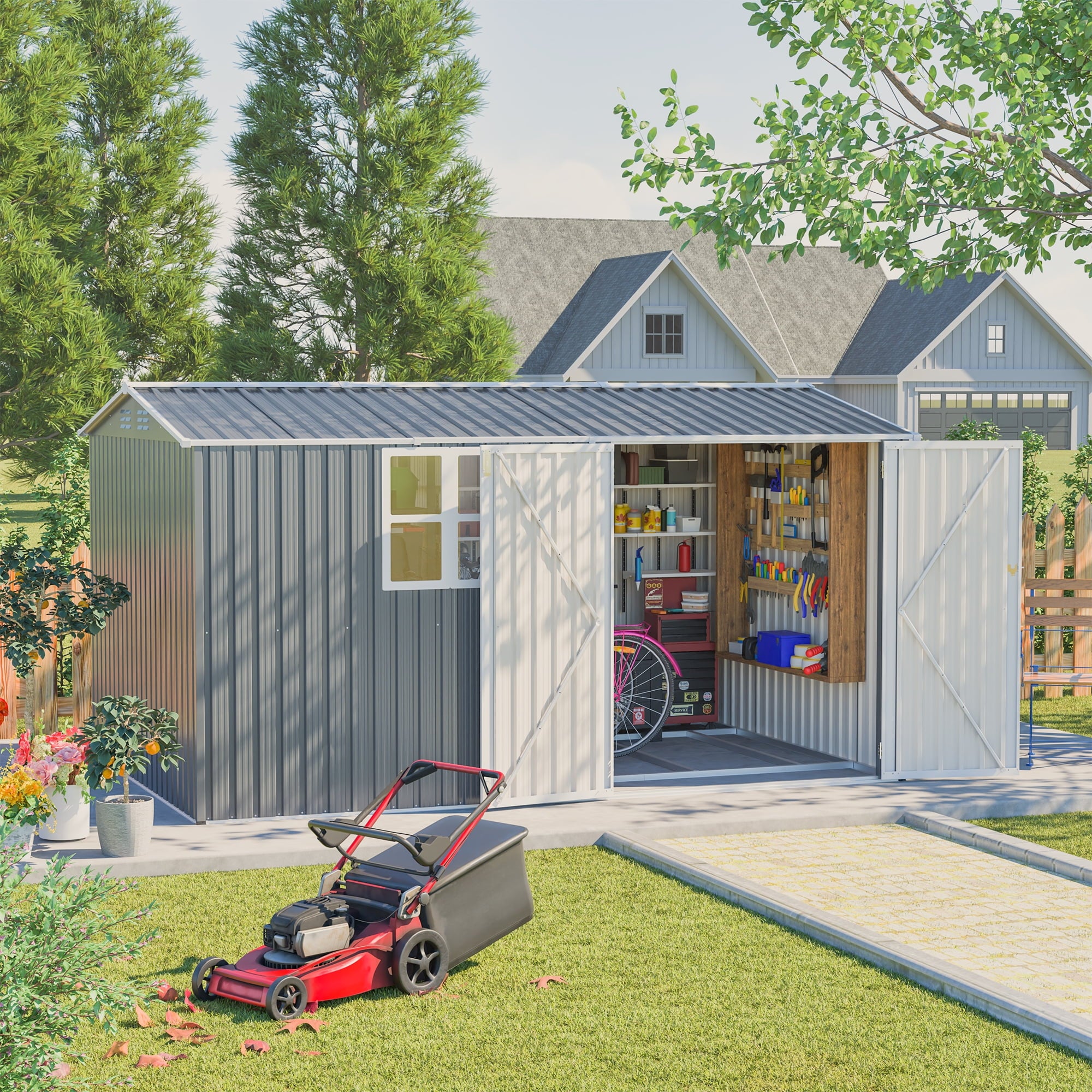 12x8-Ft-Outdoor-Storage-Shed-with-Floor-Frame-Window-Metal-Garden-Tool-Shed-with-Lockable-Doors-Ideal-for-Backyard-Garden-Patio-Lawn-Grey_71d44402-fef2-4ec5-9366-5a4f2252dcd6.18927d18