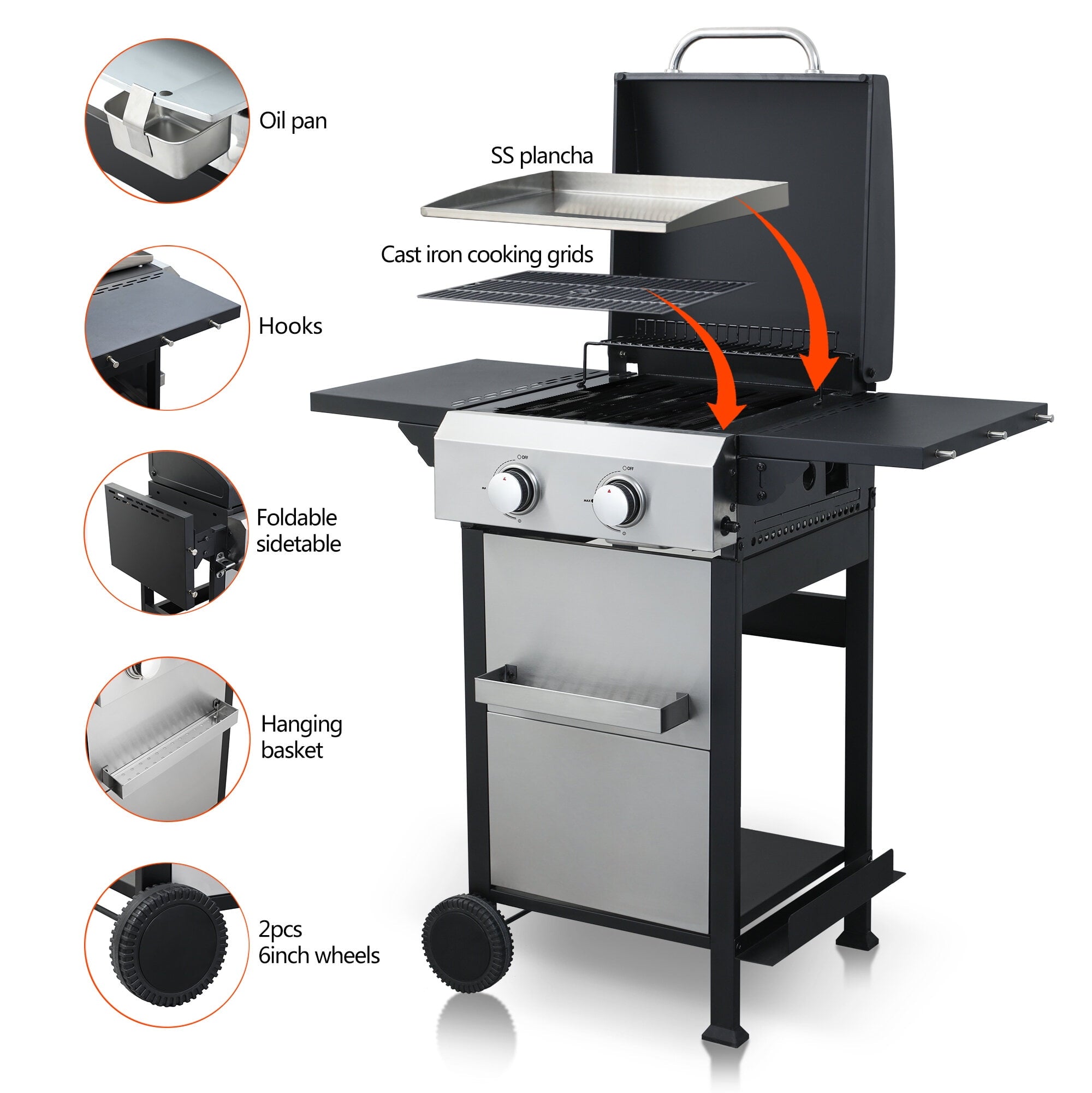2-Burner-Propane-Gas-Bbq-Grill-Ss-Plancha-24600Btu-Output-Wire-Enamel-Cooking-Grids-Outdoor-Barbecue-Foldable-Side-Table-Hanging-Basket-Stainless-Ste_47b377bd-7bb1-4e23-9c4e-6df8fe57c