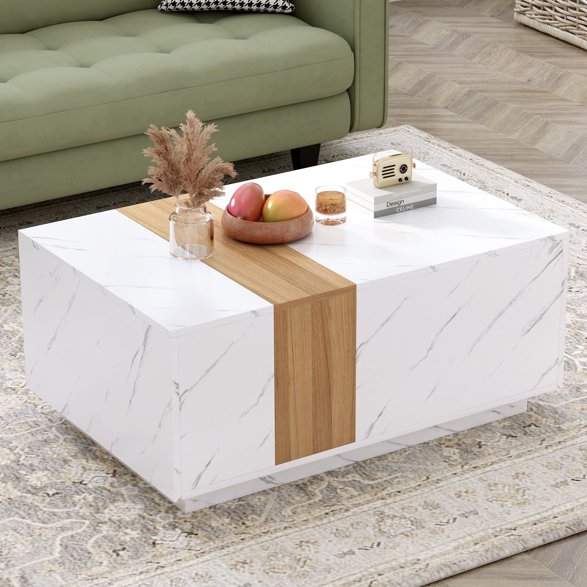 35-4-x-23-6-Modern-Coffee-Table-Two-tone-Table-2-Storage-Drawers-Faux-Marble-Walnut-Wood-Grain-Finish-Rectangular-Center-Practical-Cocktail-Living-Ro_6fc1125b-08a6-4071-a690-4a1f8a413