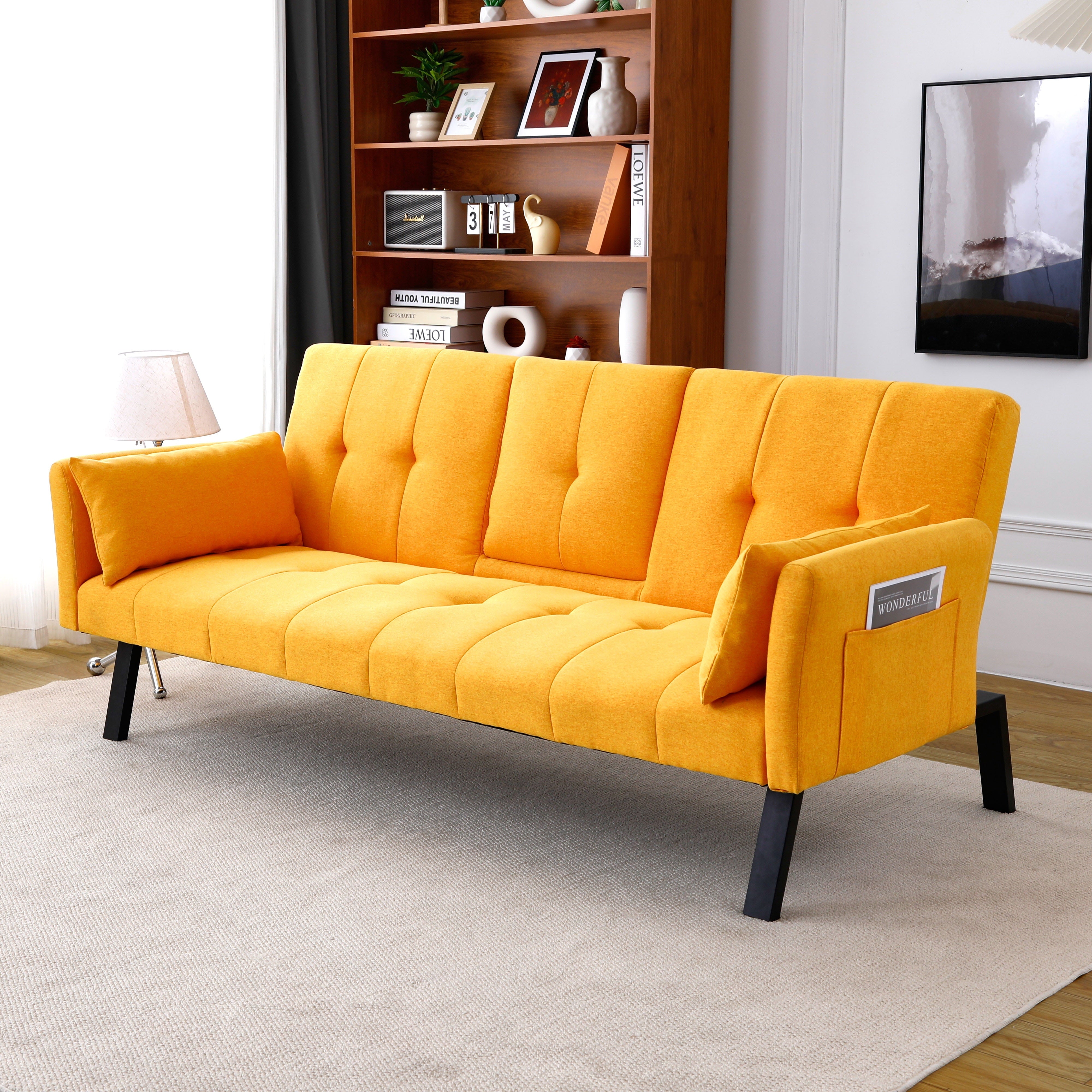 70-inch-Futon-Sofa-Bed-Cotton-Linen-Sofa-Couch-Convertible-Folding-Recliner-with-2-Cup-Holders-Side-Storage-for-Living-Room-Yellow_6e9a0385-4077-4122-98a5-31e0db08b788.a28b84adb495b09