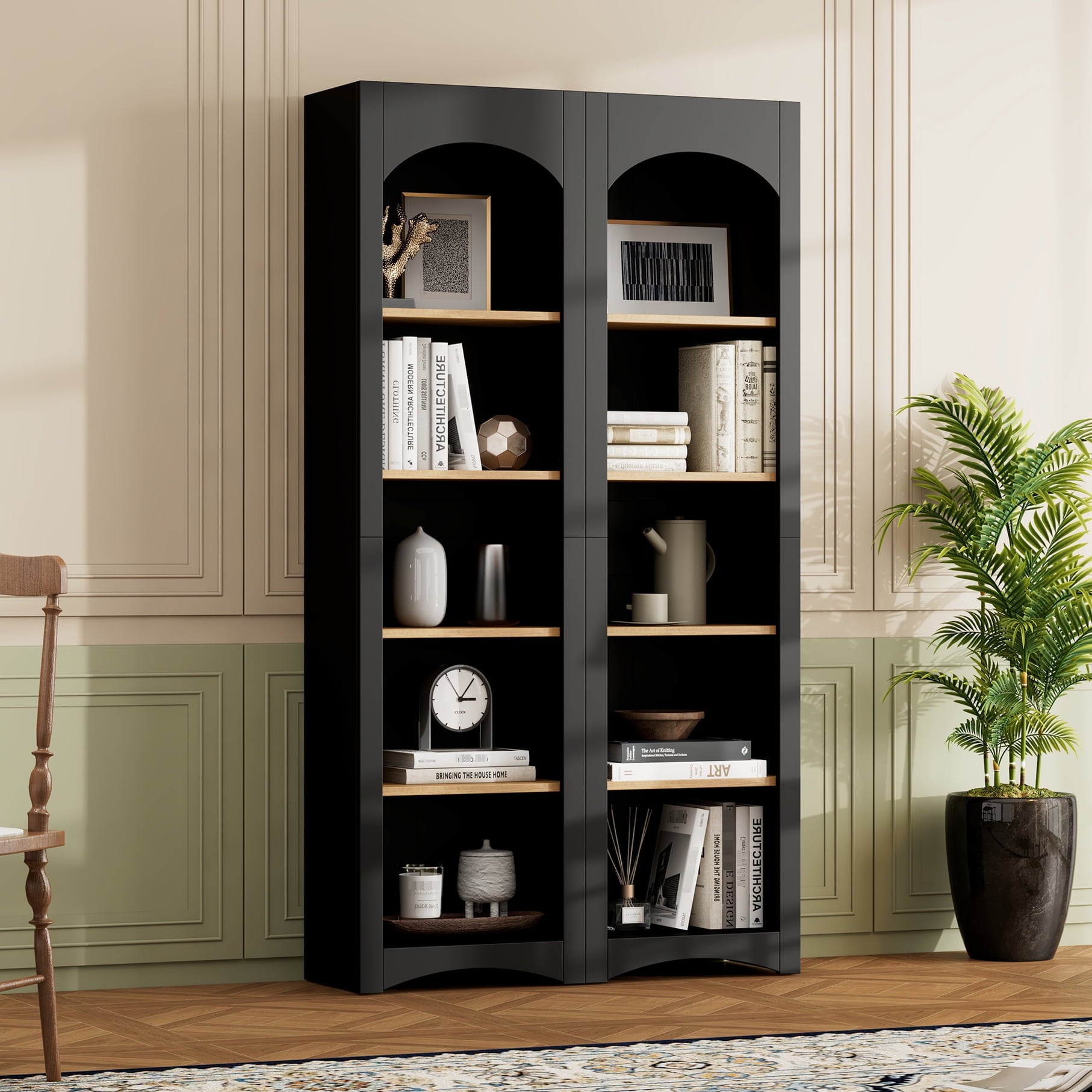 72-h-Pantry-Pair-2-Adjustable-Shelves-Black-Finish-2-Bookcase-Cabinet-With-Vintage-Style_cef8e2cb-90d5-4fcf-8ccc-2cc52a5001f5.dedf30e62bef6ebd6101c33f9fa07f3c