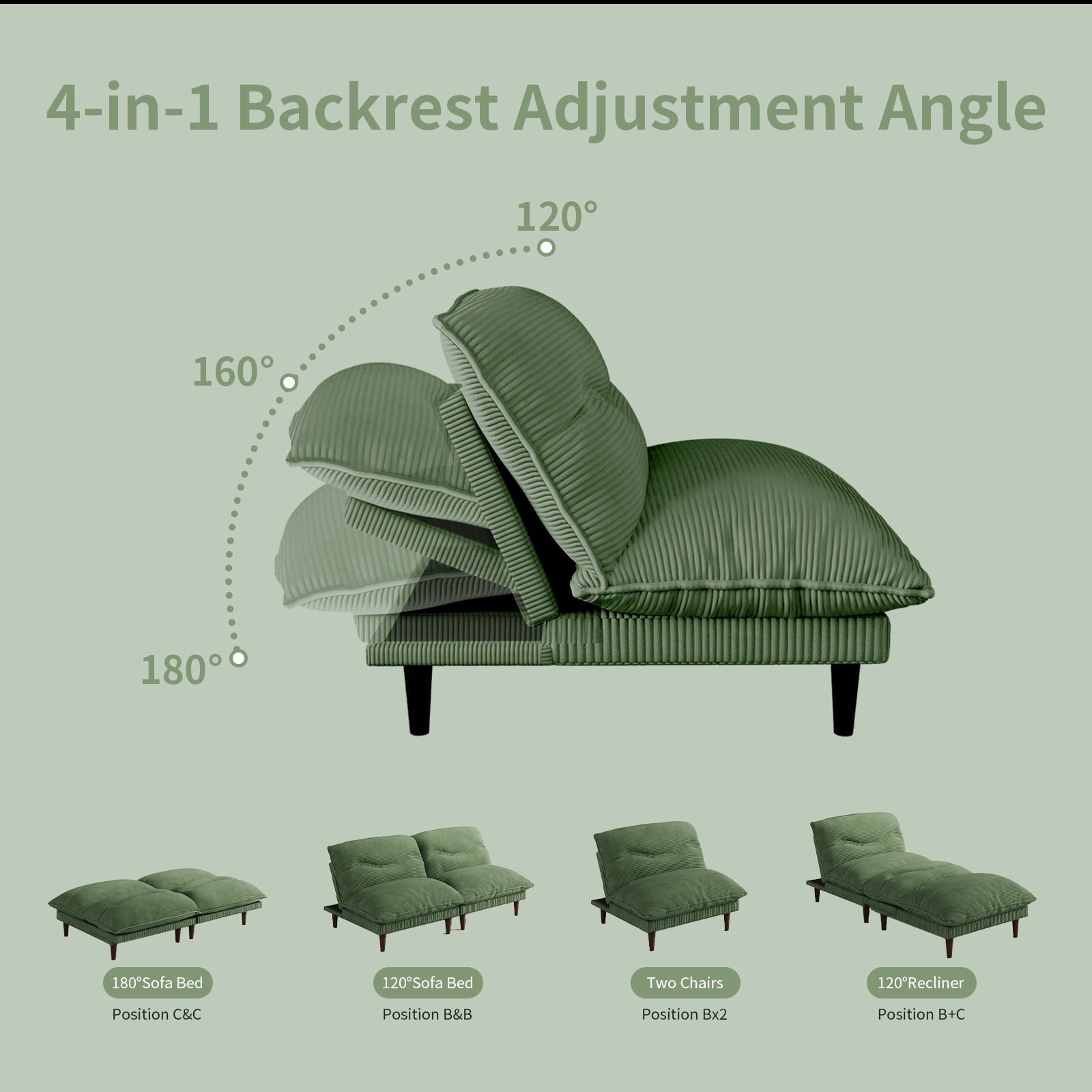 75-4-in-1-Corduroy-Futon-Sofa-Convertible-to-Lounger-Tatami-2-Chairs-3-Angle-Adjustable-Backrest-Solid-Wood-Frame-300-LBS-Capacity-Green.60168d5a8_e1d8a196-c6e6-4abb-b894-e7f85f78547a