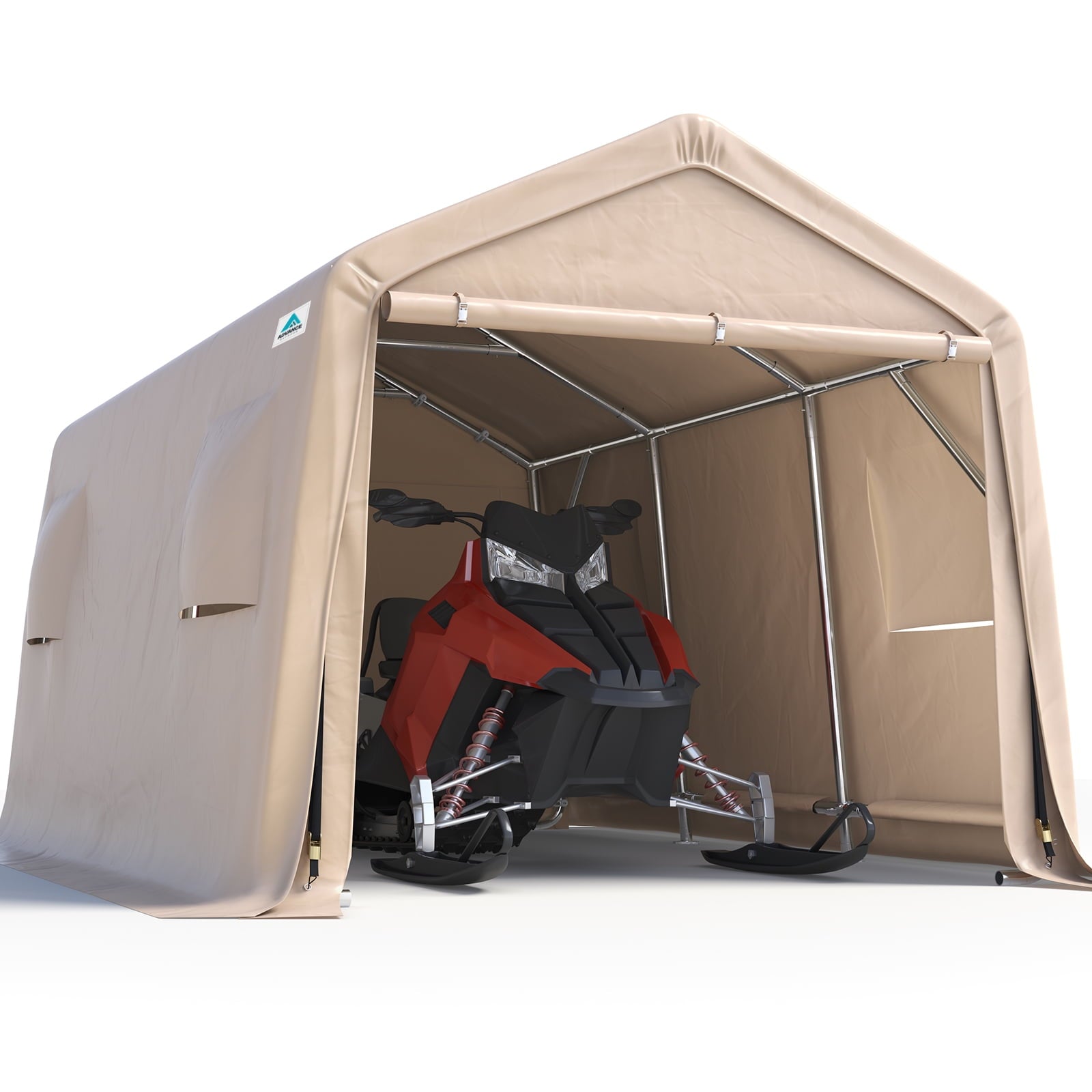 ADVANCE-OUTDOOR-10x15-ft-Carport-Shelter-Storage-Shed-Steel-Metal-Peak-Roof-Anti-Snow-Portable-Garage-Carport-Motorcycle-Boat-Garden-Tools-2-Roll-Doo_08085e51-51d1-4909-a739-4ce765cd6