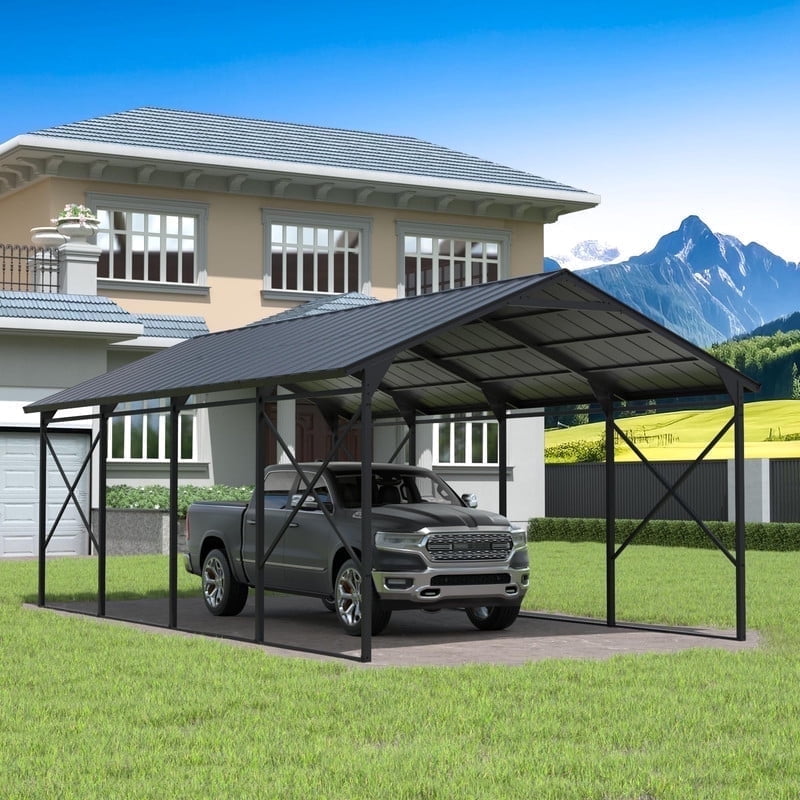 ALAULM-12X22FT-Metal-Carport-Outdoor-Carport-Canopy-Heavy-Galvanized-Garage-Car-Shelter-Enhanced-Base-Roof-Duty-Garage-Shelter-Cars-Boats-Pickups-Tru_71873667-ecf0-4a3e-a229-dfbe009b7
