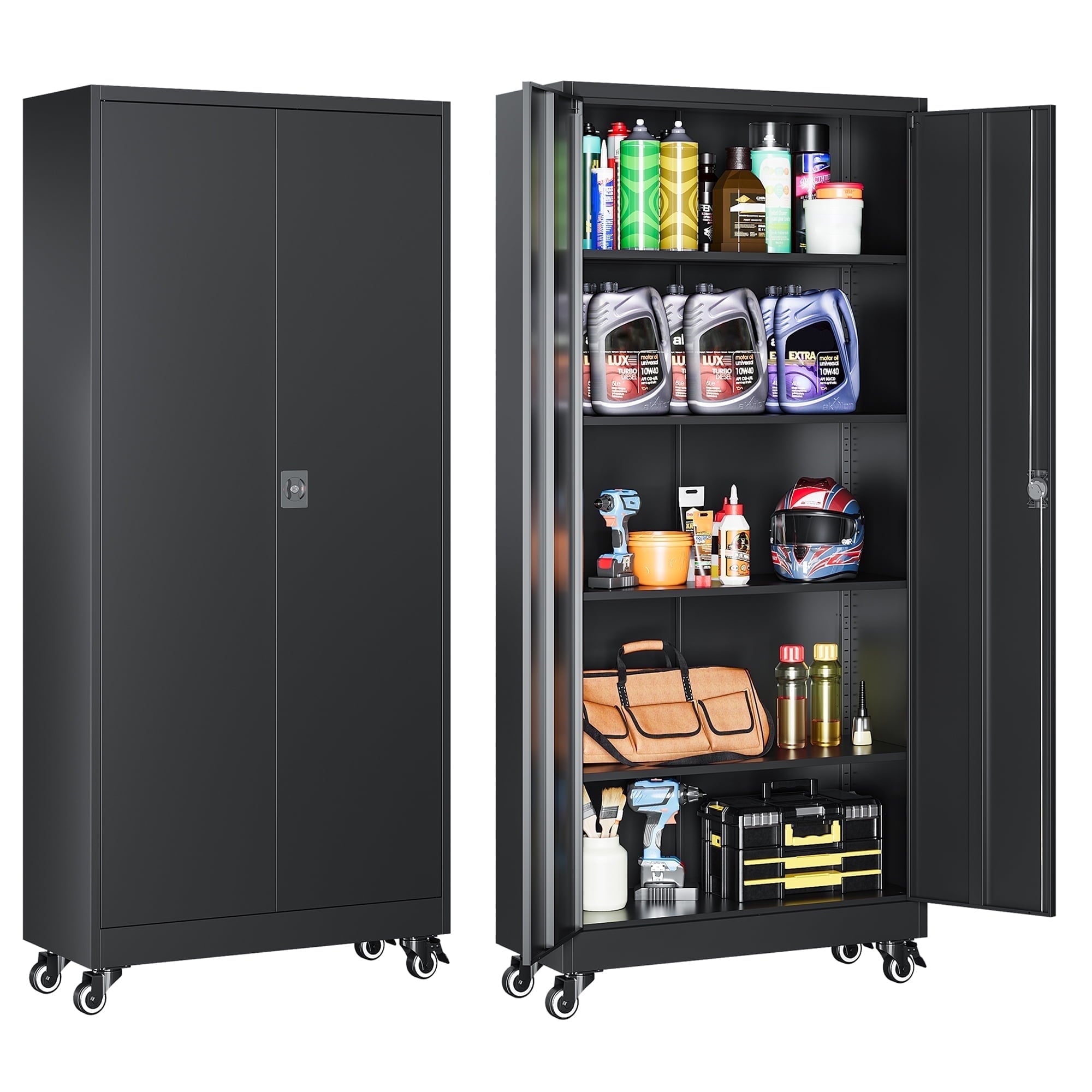 AUHUP-Metal-Storage-Cabinet-Wheels-73-Rolling-Garage-Storage-Cabinets-4-Adjustable-Shelves-Locking-Doors-Black-Tool-Cabinet-Garage-Home-Warehouse-Wor_636cd734-b1ab-43d9-8947-ed7e47150