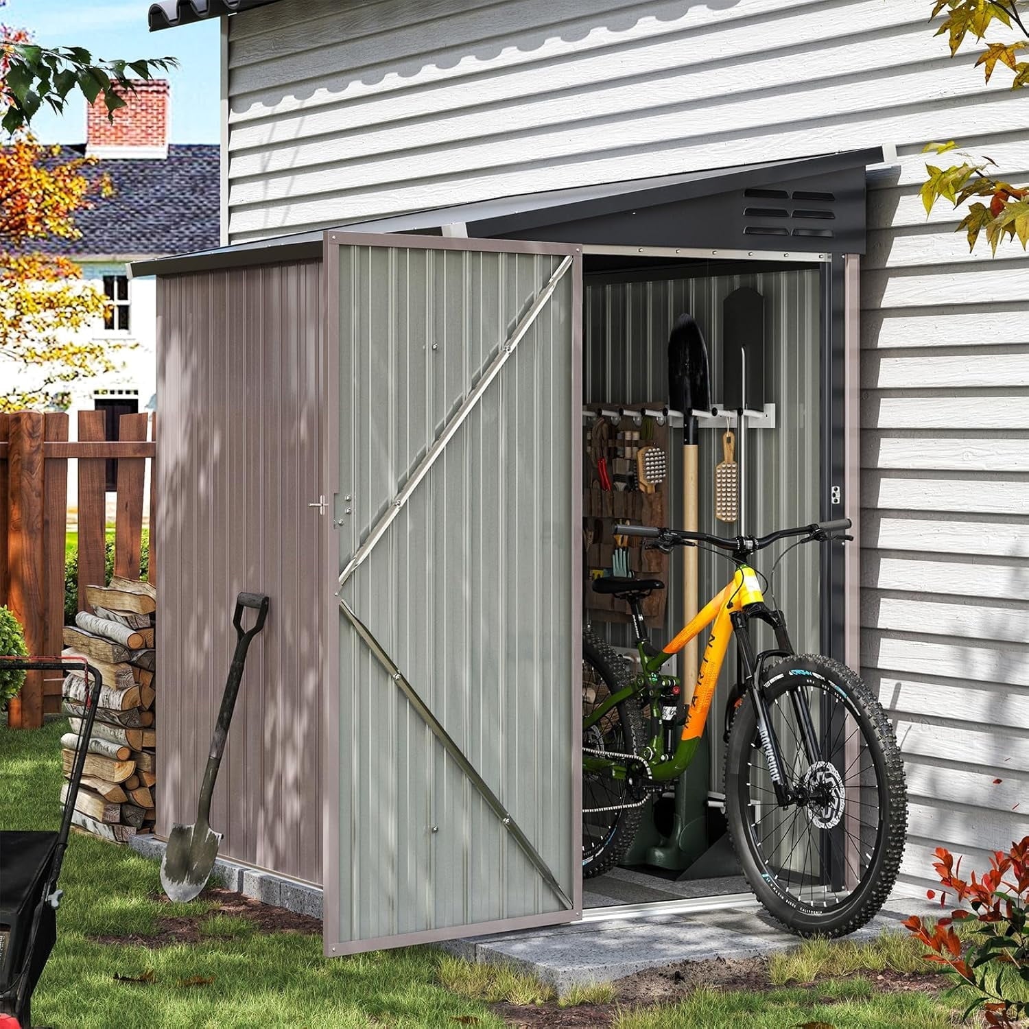 Aoxun-6-x-4-Storage-Shed-Lean-to-Storage-Shed-Outdoor-Metal-Wall-Side-Storage-Sheds-Outdoor-Storage-Cabinet-for-Patio-Garden-Lawn-Brown_ce5eb46c-9bcb-468d-8f92-8e5f05e7ef27.1b221ba406