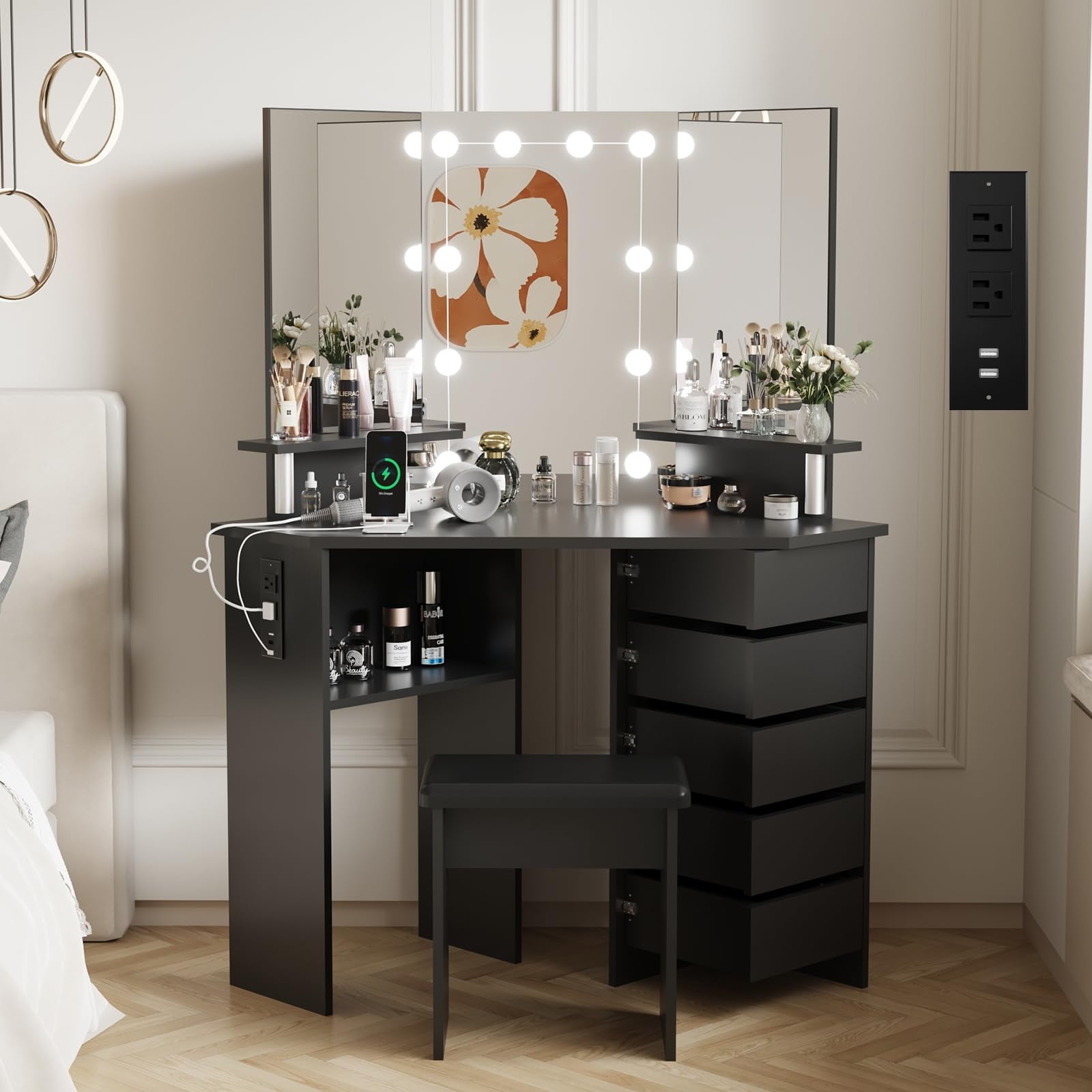 Ataucjin-Makeup-Vanity-Desk-Lights-Mirror-Power-Outlet-Corner-Makeup-Vanity-Table-5-Rotating-Drawers-Shelves-Stool-3-Color-Lighting-Makeup-Table-Bedr_dde29329-ba06-4595-92d7-f79778a75