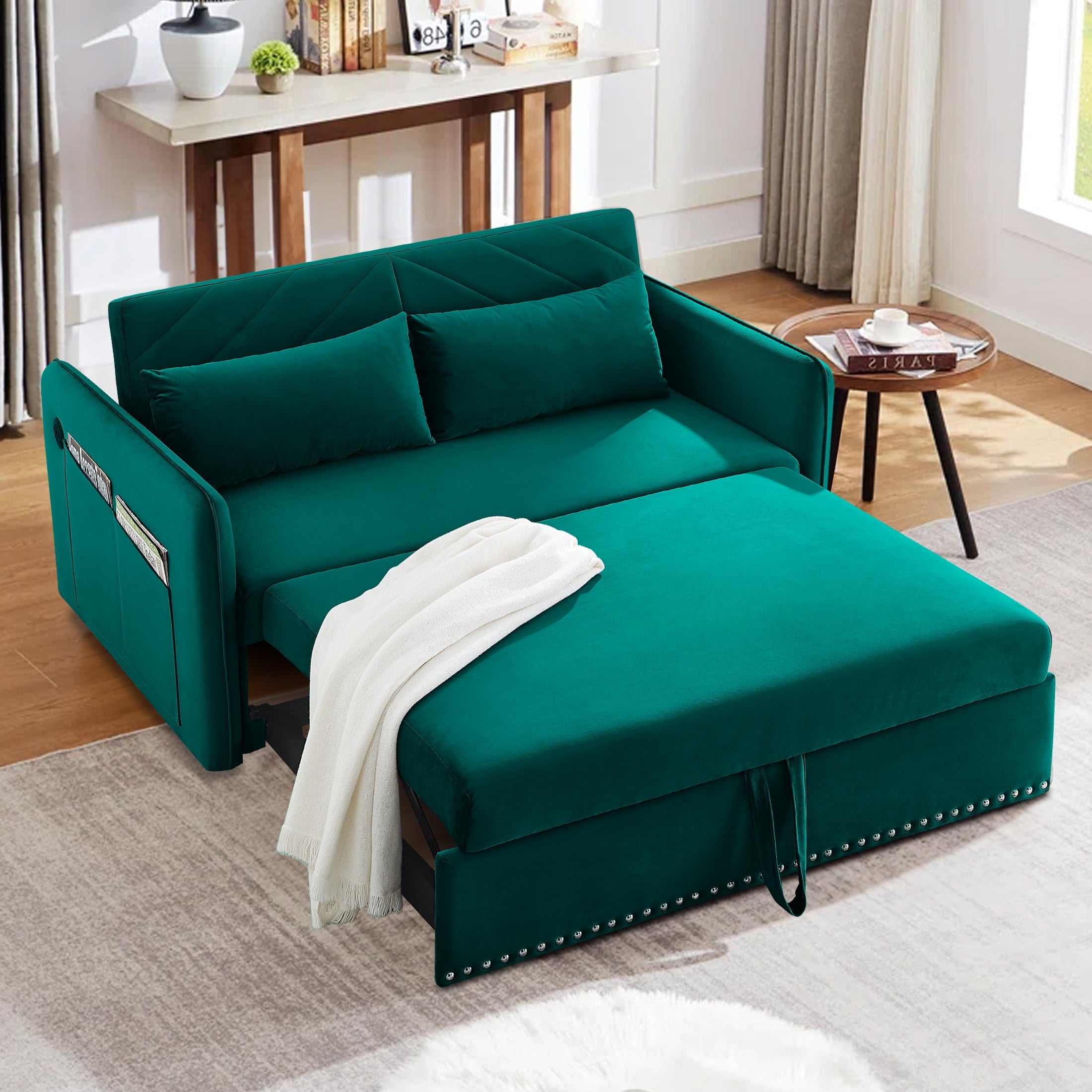 Aukfa-3-in-1-Convertible-Sofa-Bed-55-Velvet-Loveseat-Sleeper-with-2-Pillows-USB-Port-Green_dbf5a34e-6fca-4b6e-8c28-cfb5a4fd1c19.1b9f2c1699f46487ce2da4bff727d7ee