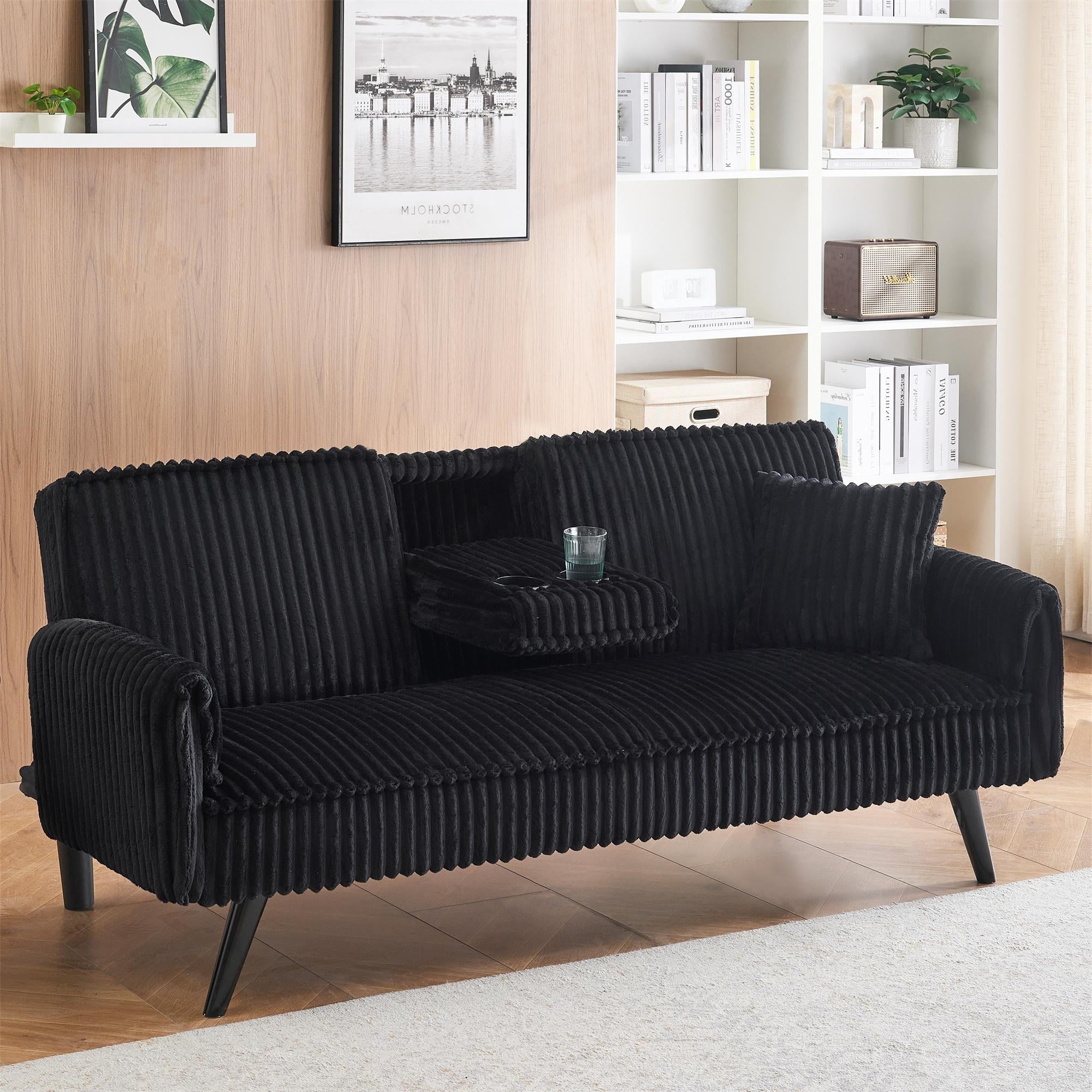 Aukfa-Futon-Convertible-Sofa-Bed-2-Cup-Holders-Pillow-Straight-line-Tufted-Corduroy-Black_ff170acb-2262-4231-9ae2-79fade673673.57399d175c2c8072323ddd5de6d6b721